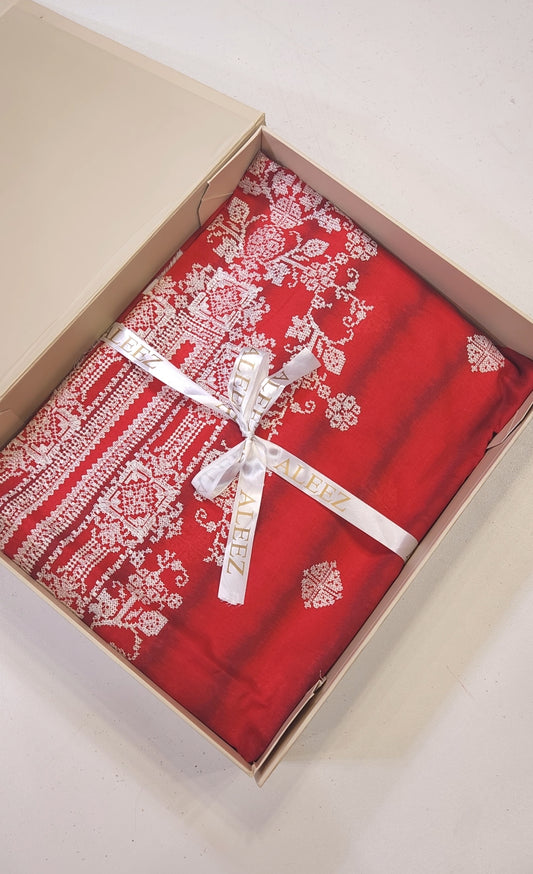3PC | Unstitched Embroidered & Printed